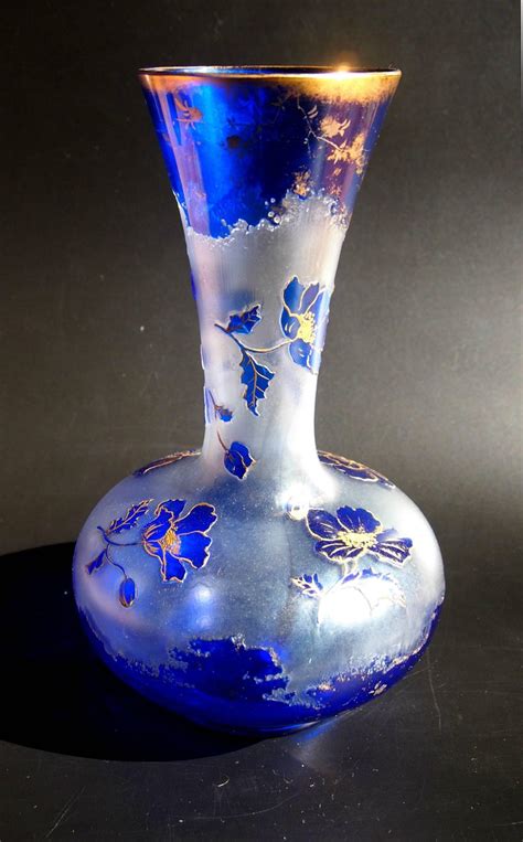 Bohemian Art Nouveau Harrach Blue To Clear Cameo Glass Vase 1900 For Sale At 1stdibs