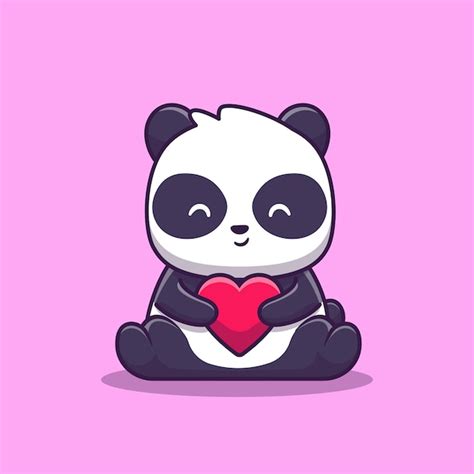 Lindo Panda Love Illustration Amor Animal Estilo Plano De Dibujos