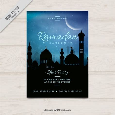 Free Vector Blue Ramadan Party Poster