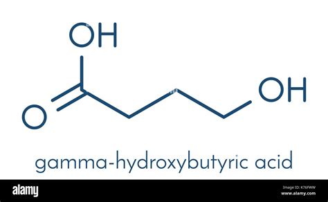 gamma hydroxybutyric acid ghb oxybate liquid ecstasy molecule skeletal formula stock vector