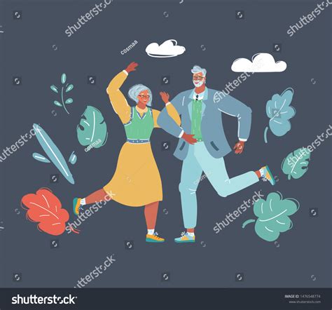 Cartoon Vector Illustration Old Couple Dancing Stock Vector Royalty