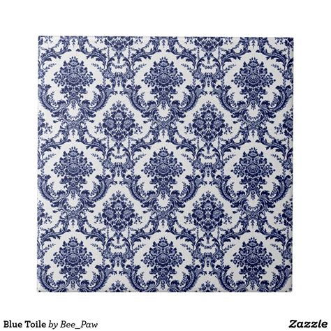 Blue Toile Ceramic Tile Zazzle Blue Toile Ceramic Tiles Custom Tiles