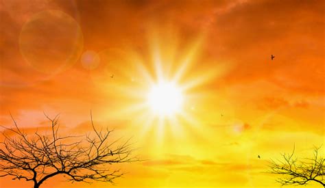 Heat Wave Of Extreme Sun And Sky Background Hot Weather With Global