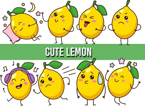 Cute Lemon Clipart Fruit Clip Art Happy Lemon Clipart Etsy