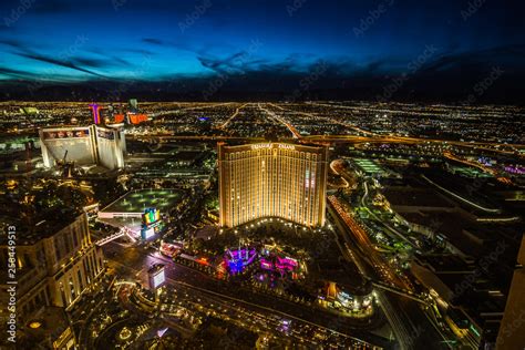 Las Vegas Skyline At Sunset The Strip Aerial View Of Las Vegas