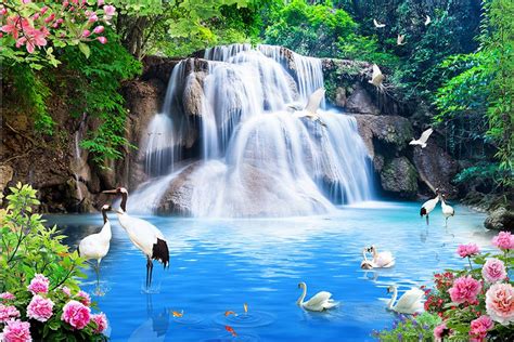 Customize 3d Luxury Wallpaper Waterfalls Water Landscape