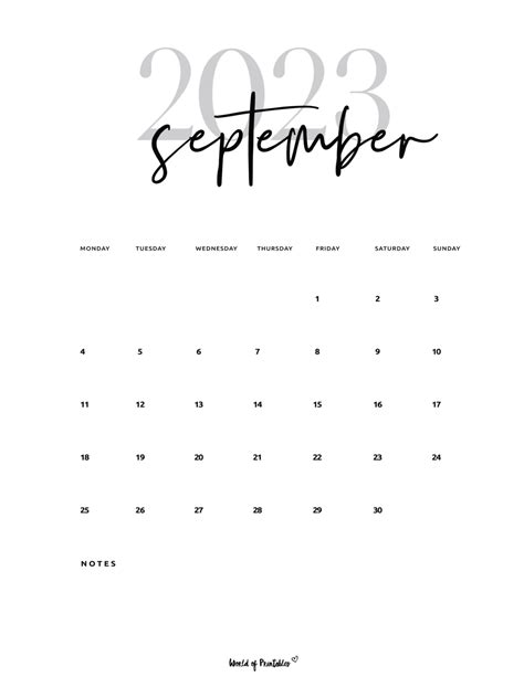 September Calendar Aesthetic Jonis Mahalia
