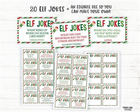 Elf Jokes Elf Notes Elf Printables Editable Elf Jokes Etsy