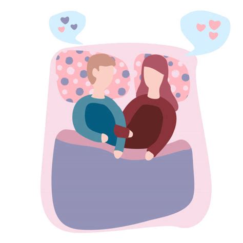 Cartoon Of A Couple Hugging Bed Bedroom Passion Illustrations Royalty