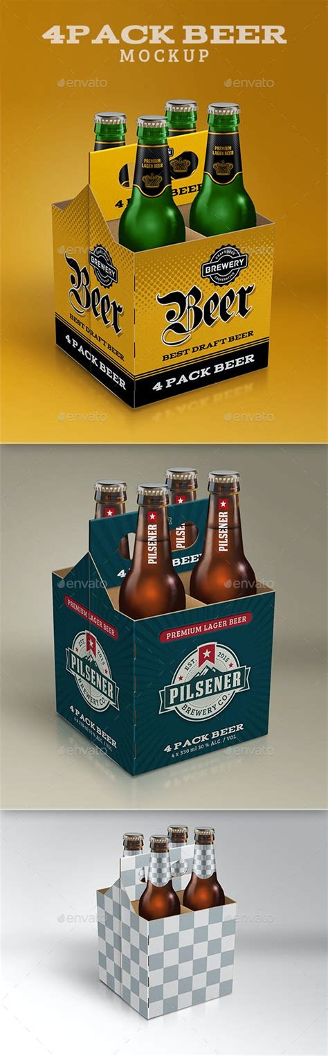 4 Pack Beer Mockup Graphics Graphicriver