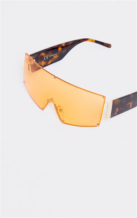 Gold Oversized Square Frameless Sunglasses Prettylittlething Usa