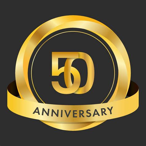 Golden 50th Anniversary Emblem Logo On Black Background 23314933