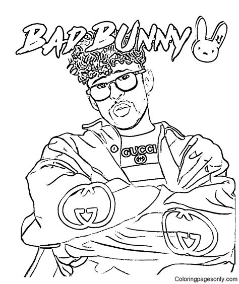 Bad Bunny Rapper Singer Coloring Pages Bad Bunny Coloring Pages The