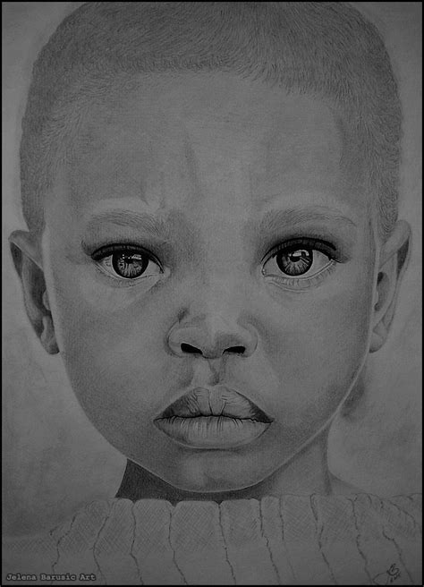 Black Baby Child Technique Graphite Pencil Dimensions 20 X 30 Cm