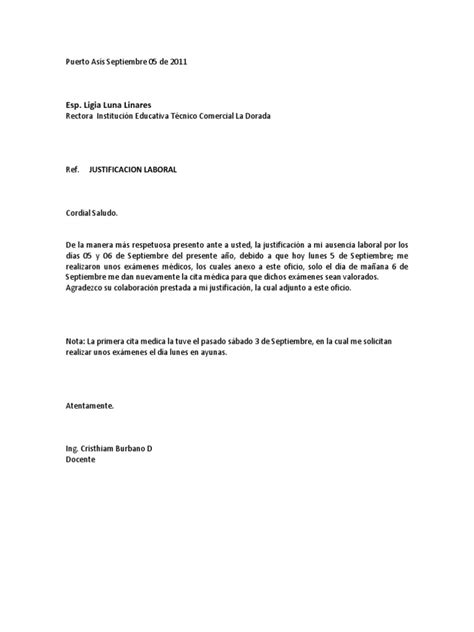 Ejemplo Carta De Ausencia Laboral Modelo De Informe Images And Photos