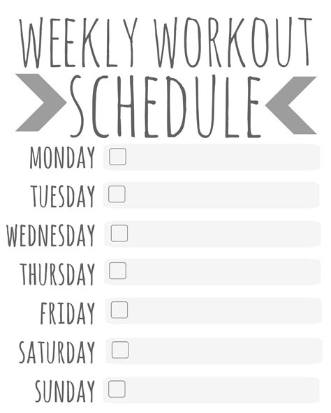 Warm up thoroughly and then choose a variant of whatever the main exercise is (some. Weekly Workout Schedule - Printable - Talk Less, Say More ...