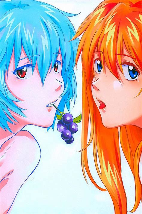 Neon Genesis Evangelion Asuka Rei Anime Digital Art By Sarah J Stone