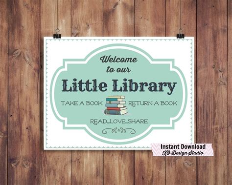 Library Printable Welcome To Our Little Library Sign For