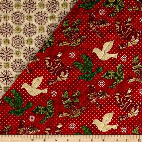 Double Sided Doves For Christmas Pre Quilted Fabric Quilt Fabric