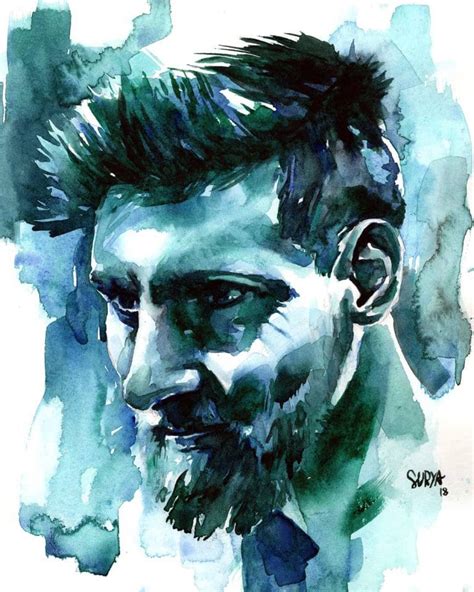 Leo Messi Watercolour Portrait By Surya Shetty