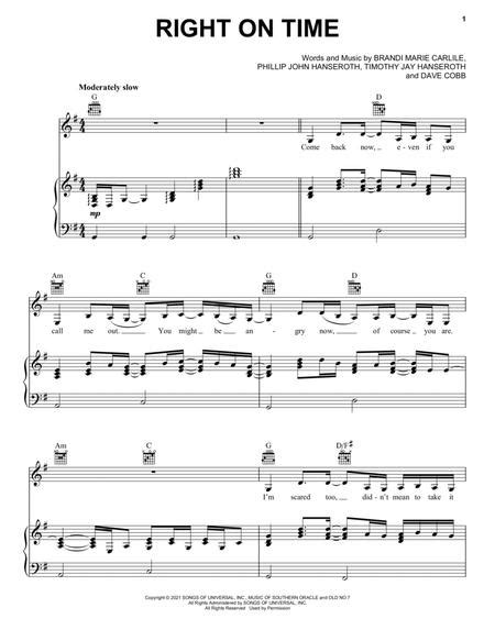 Right On Time By Brandi Carlile Digital Sheet Music For Score
