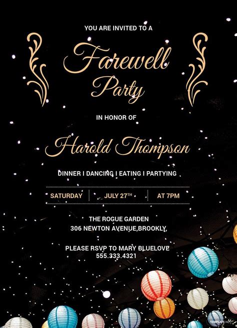 Farewell Party Invitation Template In Word Illustrator Publisher Psd