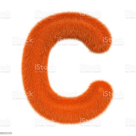 Colored Fluffy Hairy Letter C 3d Rendering Isolated On White Background