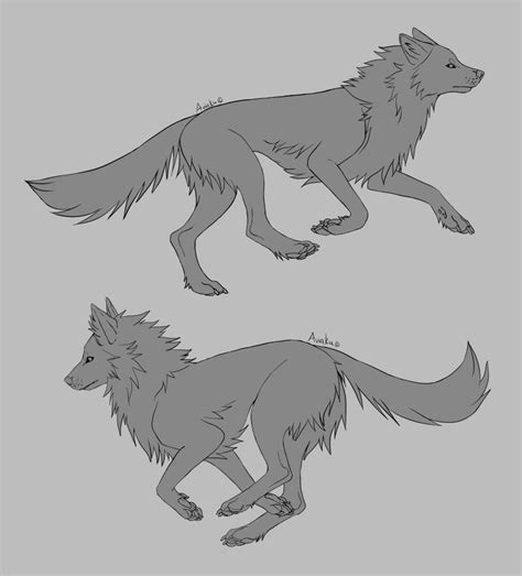 Free Wolf Running Linearts By Aviaku Wolf Running Canine Drawing