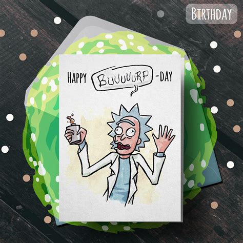 Rick And Morty Birthday Card Happy Buuurp Day Etsy