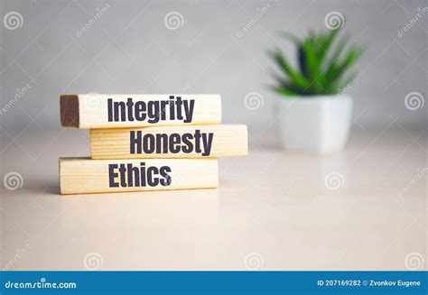 Wooden Cubes With Text Integrity Honesty Ethics Diagram And White