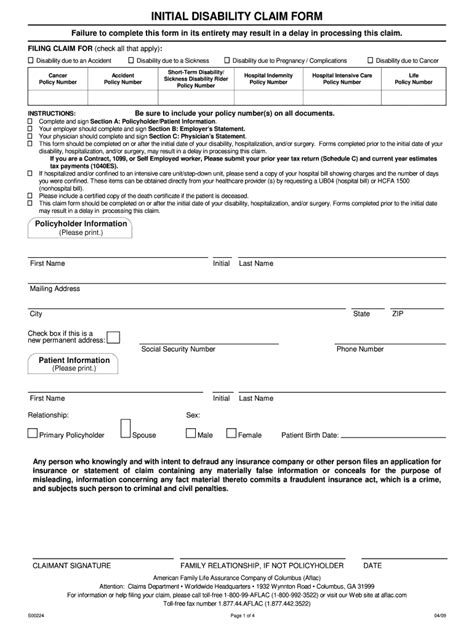 Printable Aflac Claim Forms Customize And Print
