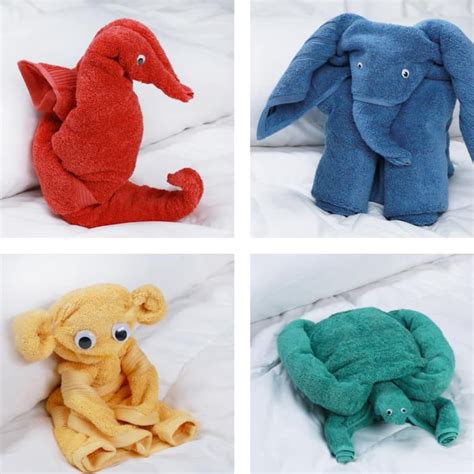 Fold Bath Towels Into Adorable Animals Towel Crafts Towel Animals