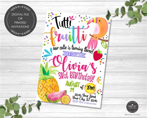 Tutti Fruitti Birthday Invitation Two Tti Fruitti Party Invitation