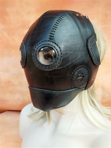 Black Leather Bdsm Mask Facemask Sew Toy Mask Sex Etsy