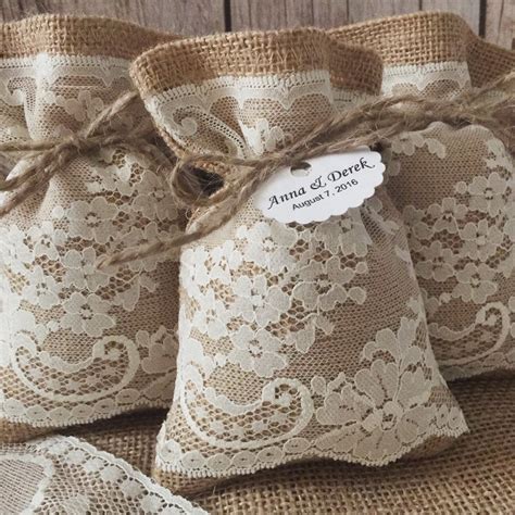 New Burlap And Natural Color Lace 4x6 Wedding Favor Bags Now