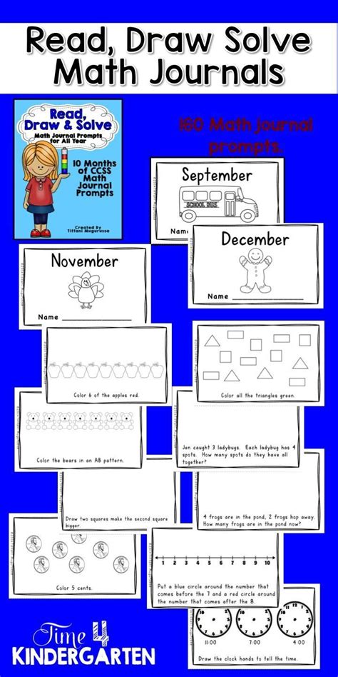 Math Journal Prompts For Kindergarten Read Draw And Solve For All