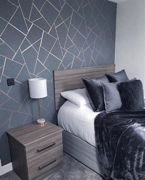 Review Of Grey Bedroom With Wallpaper Accent Wall Ideas