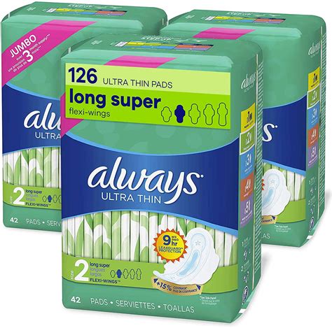 Always Ultra Thin Feminine Pads With Wings For Women Super Absorbency