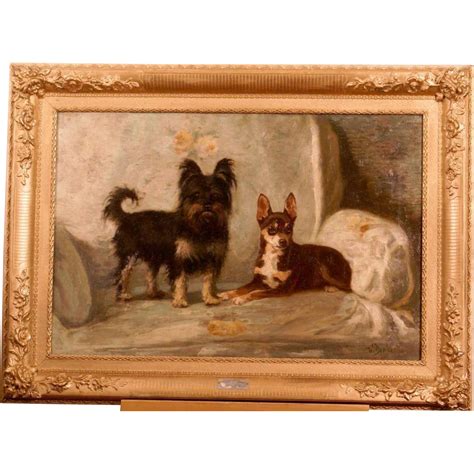 Superb 1900 Antique English Dog Portrait Painting By W Barker 1864