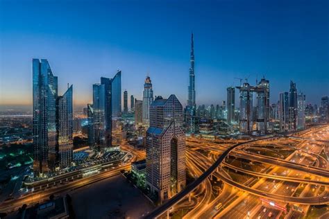 4k Dubai Skyscrapers Emirates Uae Roads Houses Morning Megapolis