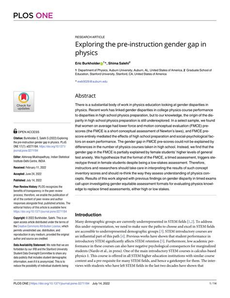 Pdf Exploring The Pre Instruction Gender Gap In Physics