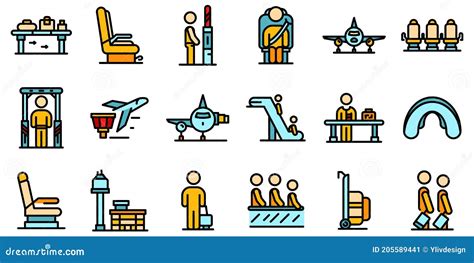 Airline Passengers Icons Set Vector Flat Stock Vector Illustration Of