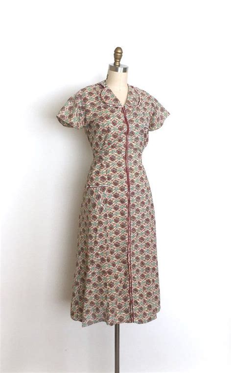 Vintage 1930s Dress 30s Floral Print House Dress Etsy Vintage 1930s