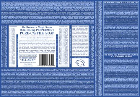Dr Bronners Magic Soaps 18 In 1 Hemp Peppermint Pure Castile Soap