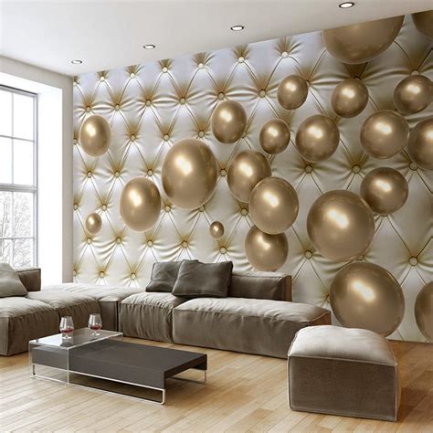 3d Wallpaper Modern Art Abstract Mural Golden Ball Soft