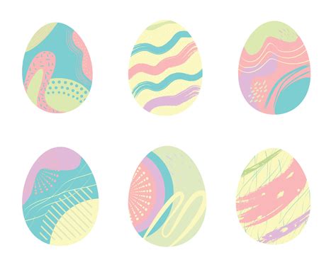 Set Of Simple Easter Eggs With An Abstract Pattern In Pastel Colors In