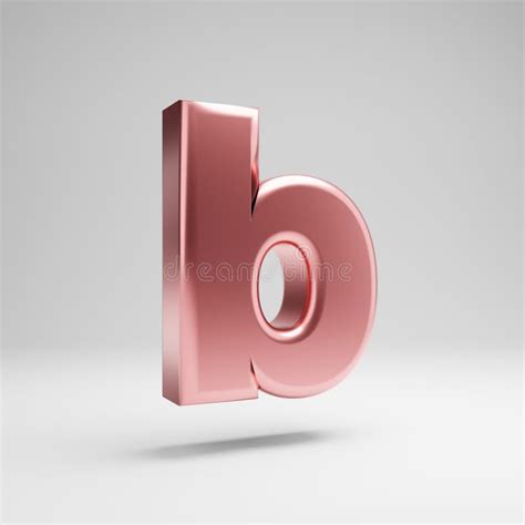 Volumetric Glossy Rose Gold Lowercase Letter B Isolated On White