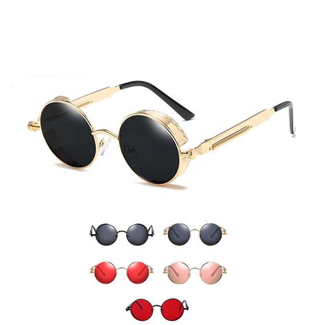 Buy Women Men Steampunk Sunglasses Metal Frame Round Eyeglasses Uv400