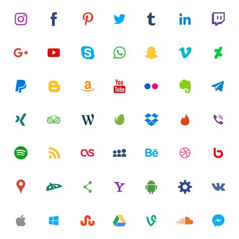 Conjunto De Iconos De Redes Sociales Y Aplicaciones Descargue