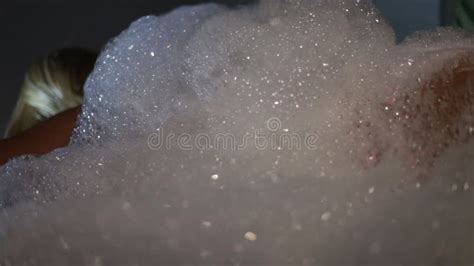 Soapy Foam Flows On Blonde Girl In Turkish Bath Hamam Stock Footage